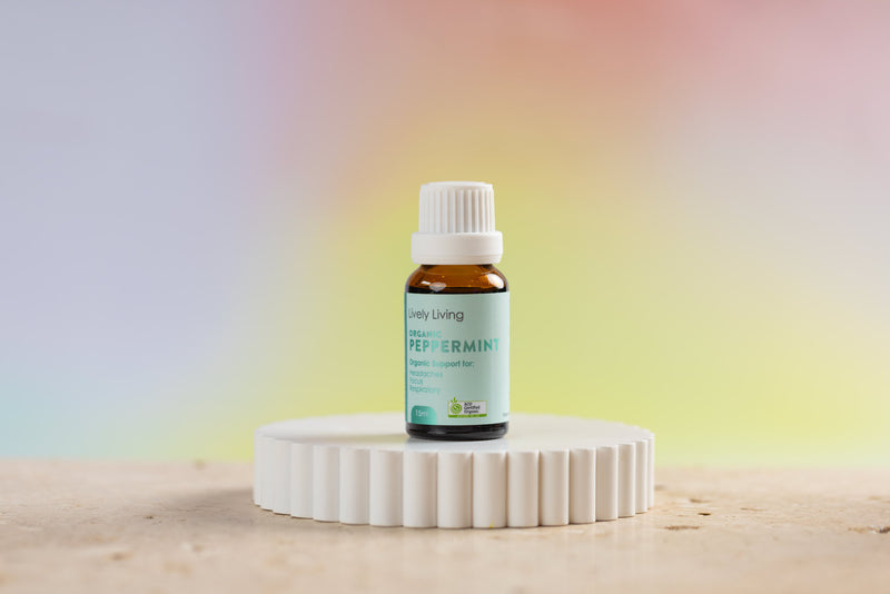 Lively Living Peppermint essential oil bottle