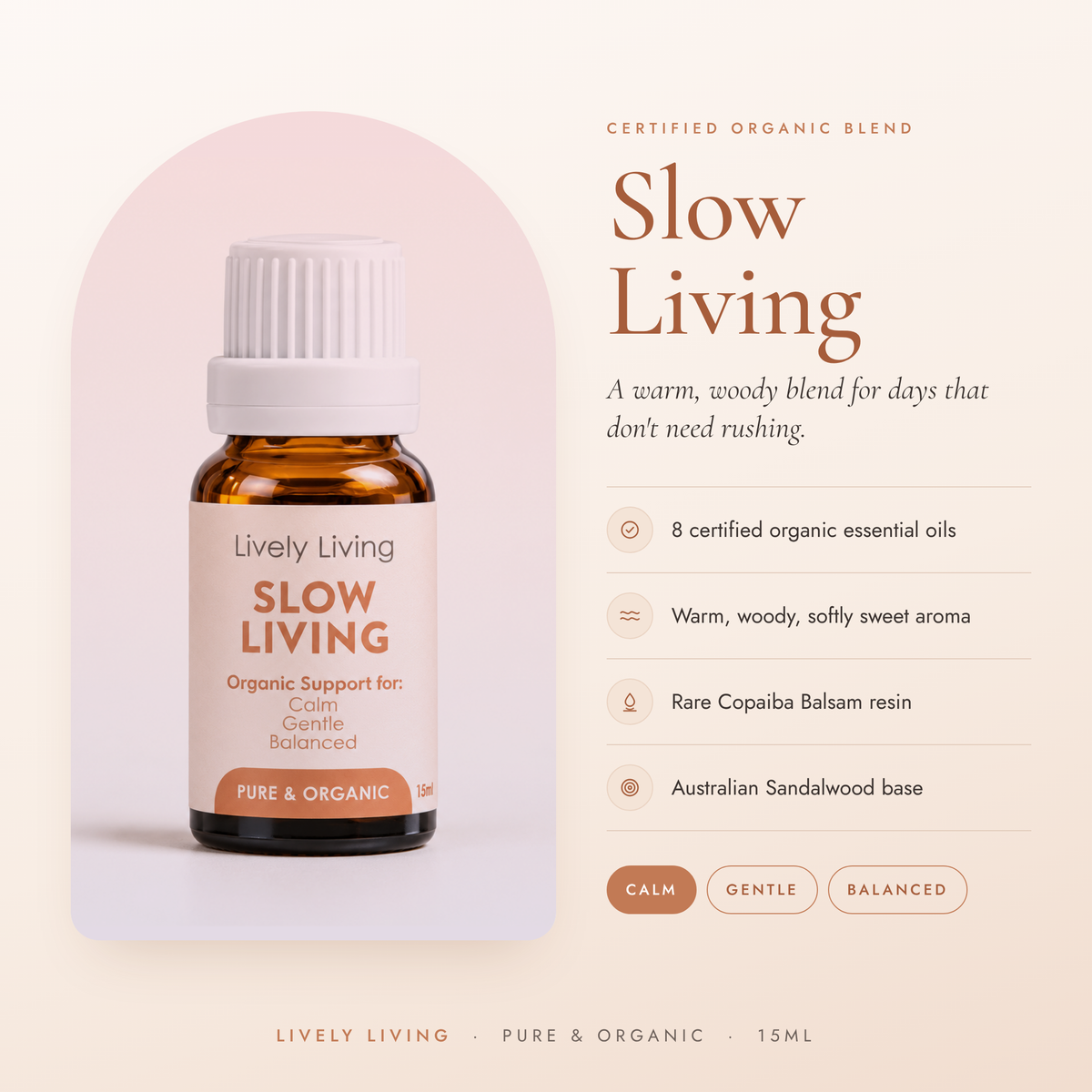 Lively Living Slow Living organic essential oil blend 15ml