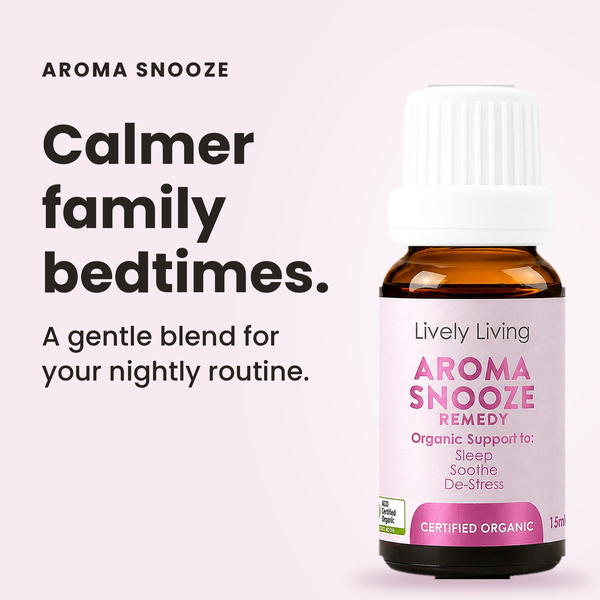Aroma Snooze organic essential oil: calmer family bedtimes