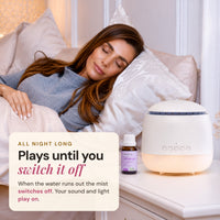 Aroma-Frequency Sound Diffuser plays soothing Solfeggio sound all night