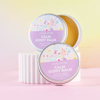 Two containers of Calm Kiddy Balm with one displaying the balm inside