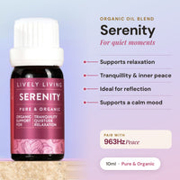 Serenity certified organic essential oil blend 10ml, included in the Aroma-Frequency Calm Bundle