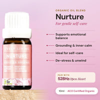 Nurture certified organic essential oil blend 10ml, included in the Aroma-Frequency Calm Bundle