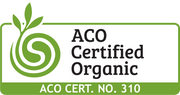 ACO Certified Organic logo with a green leaf symbol on a white background