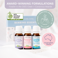 Three bottles of Lively Living remedies with certification logos and awards on 