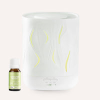 White diffuser with a bottle labeled 'Immune Boost' on a white background