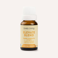 Bottle of Lively Living Elevate Blend on a white background