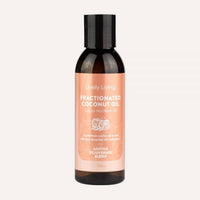 Bottle of Lively Living Fractionated Coconut Oil on a white background