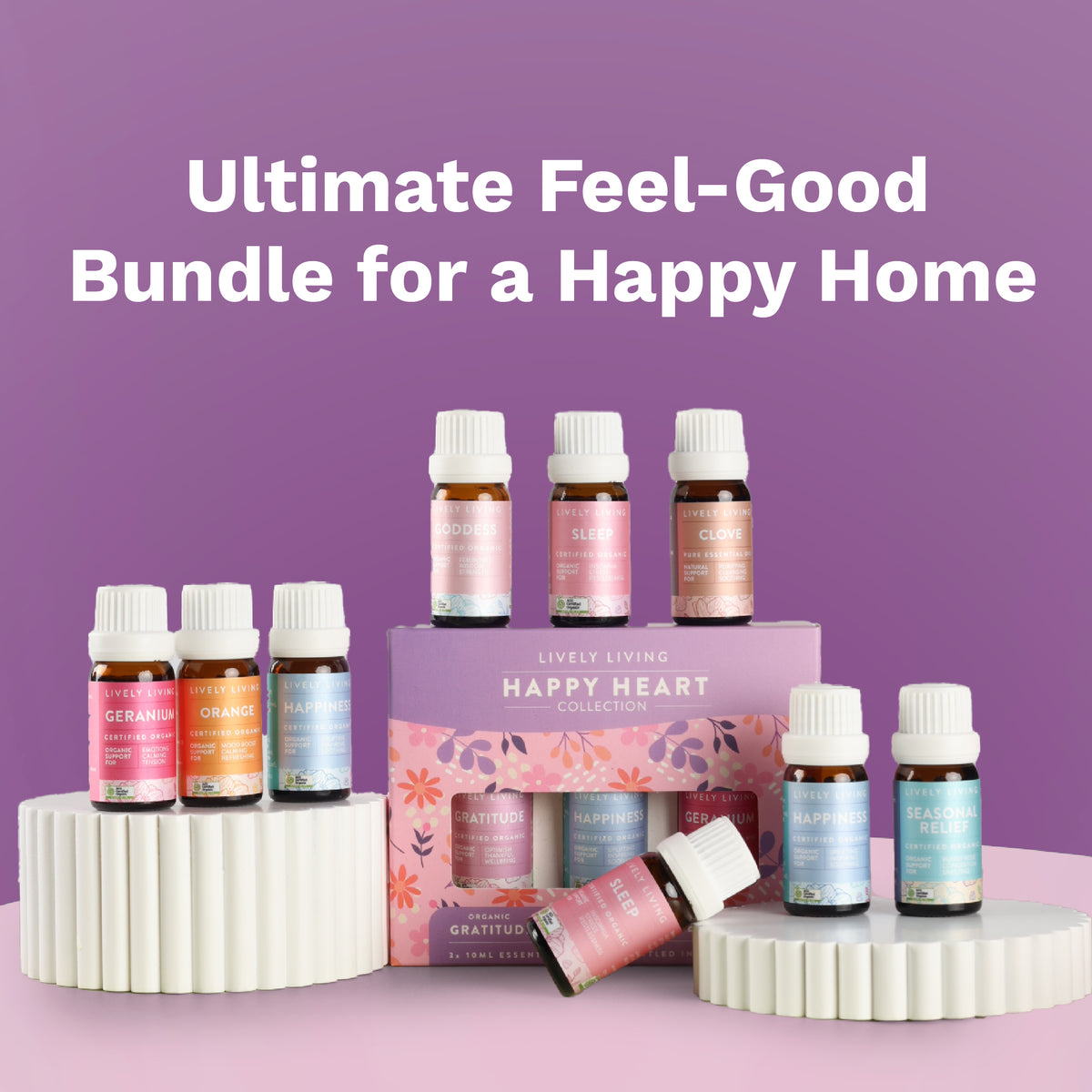 "Happy Healthy Home Bundle" with 12 essential oils.