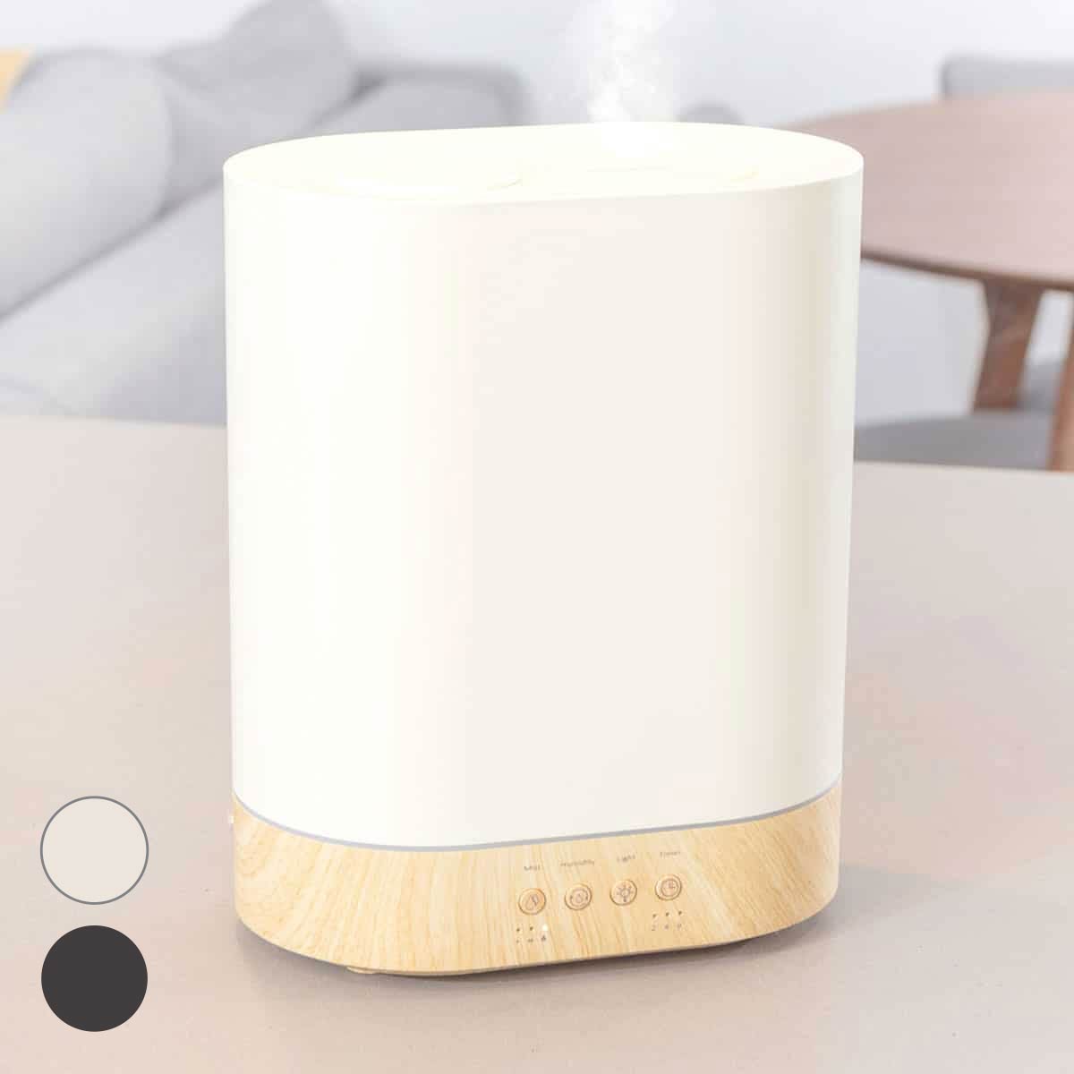 Lively Living White and wooden night light on a blurred background