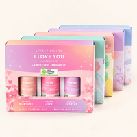 Lively Living I Love You Collection with Nurture, Love and Inspire oils, with other gift boxes lined up behind