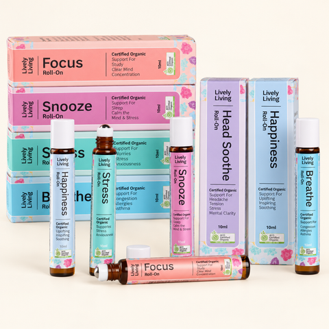 Roll-On Essential Oils 6 Pack + Bonus Stand