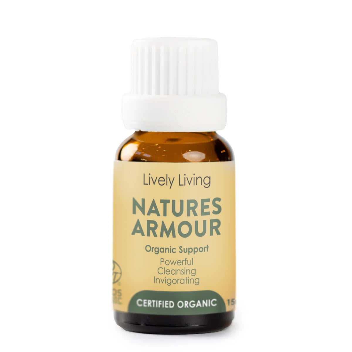 Bottle of Lively Living Natures Armour on a white background