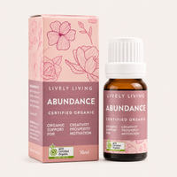 Lively Living Abundance certified organic product with packaging on a white background
