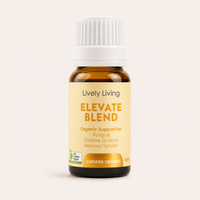 Bottle of Lively Living Elevate Blend on a white background