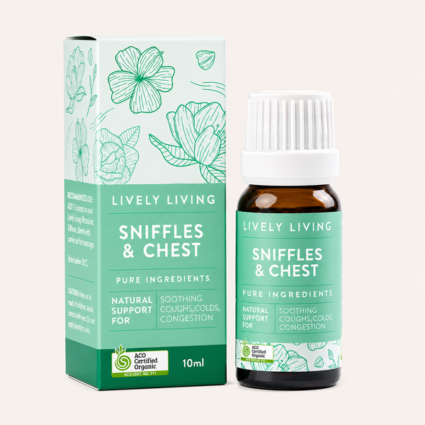 Lively Living Sniffles & Chest product packaging on a white background