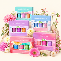 Lively Living gift sets stacked with fresh flowers: Home Essentials Kit, Bambino Essentials, The Core Collection, Wellness Collection and I Love You Collection