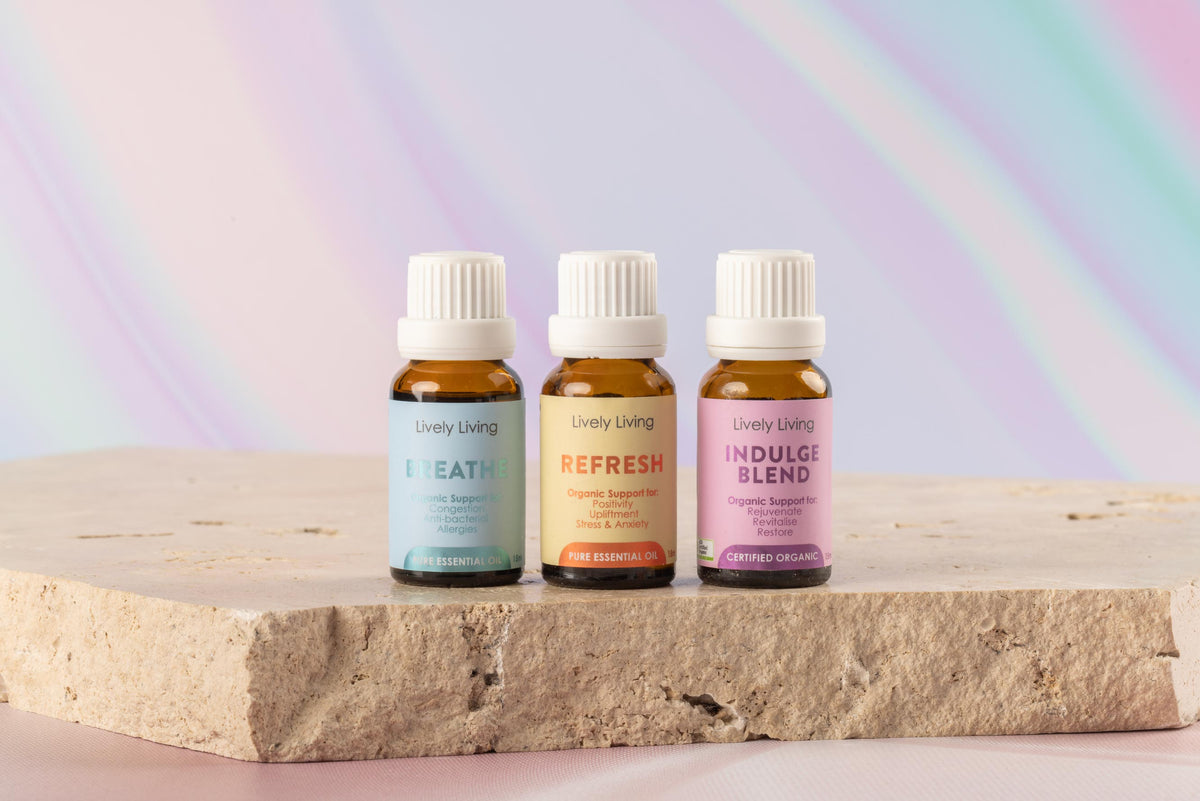 Renewal essential oil Trio on stone