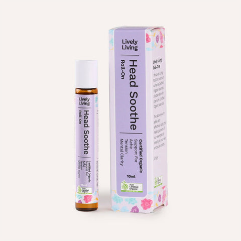 Lively Living Head Soothe roll-on bottle and packaging on a white background