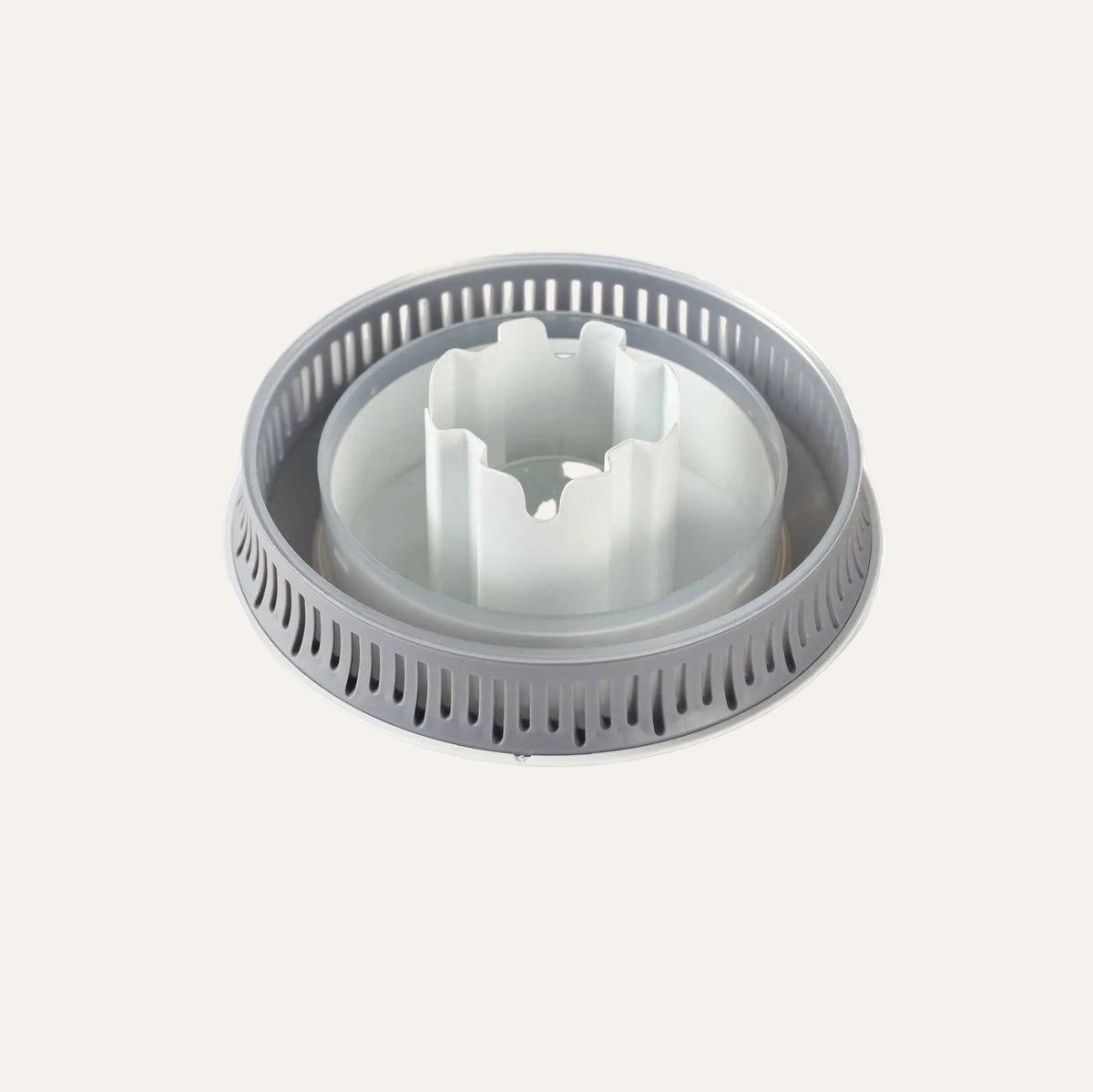 Replacement Aroma-Snooze lid in white and grey on a white background