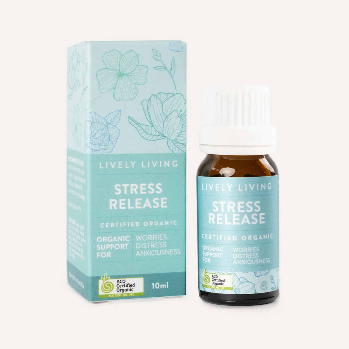 Lively Living Stress Release product packaging on a white background