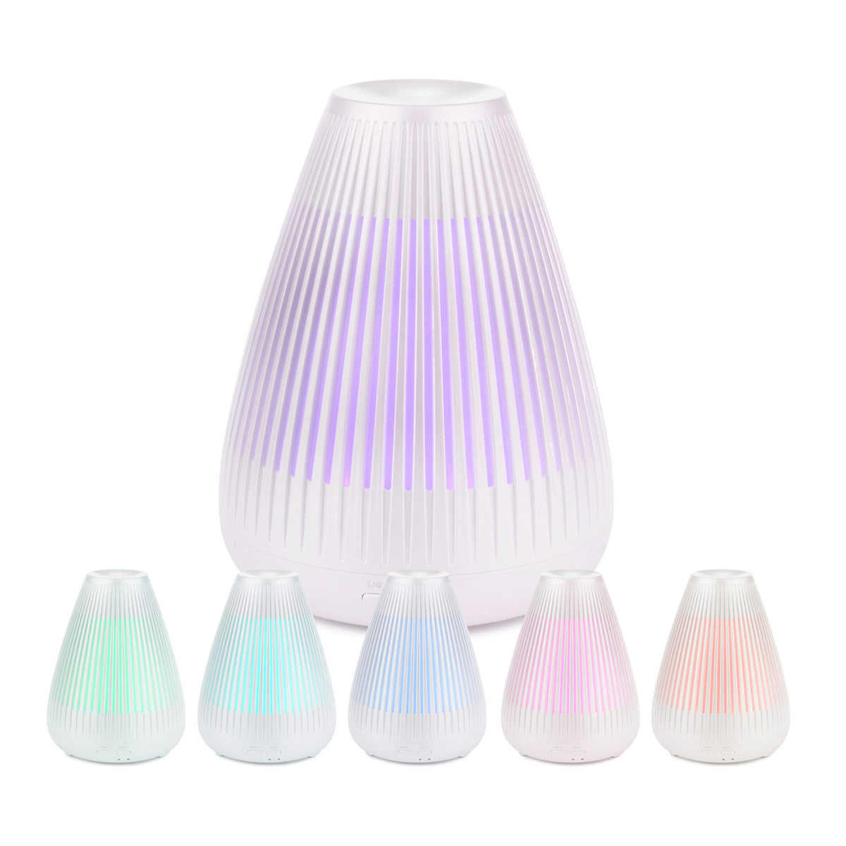 Aroma-Flare White from Lively Living. in white with interchangeable colour options placed below. 