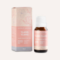 Lively Living Ylang Ylang essential oil bottle and packaging on a white background