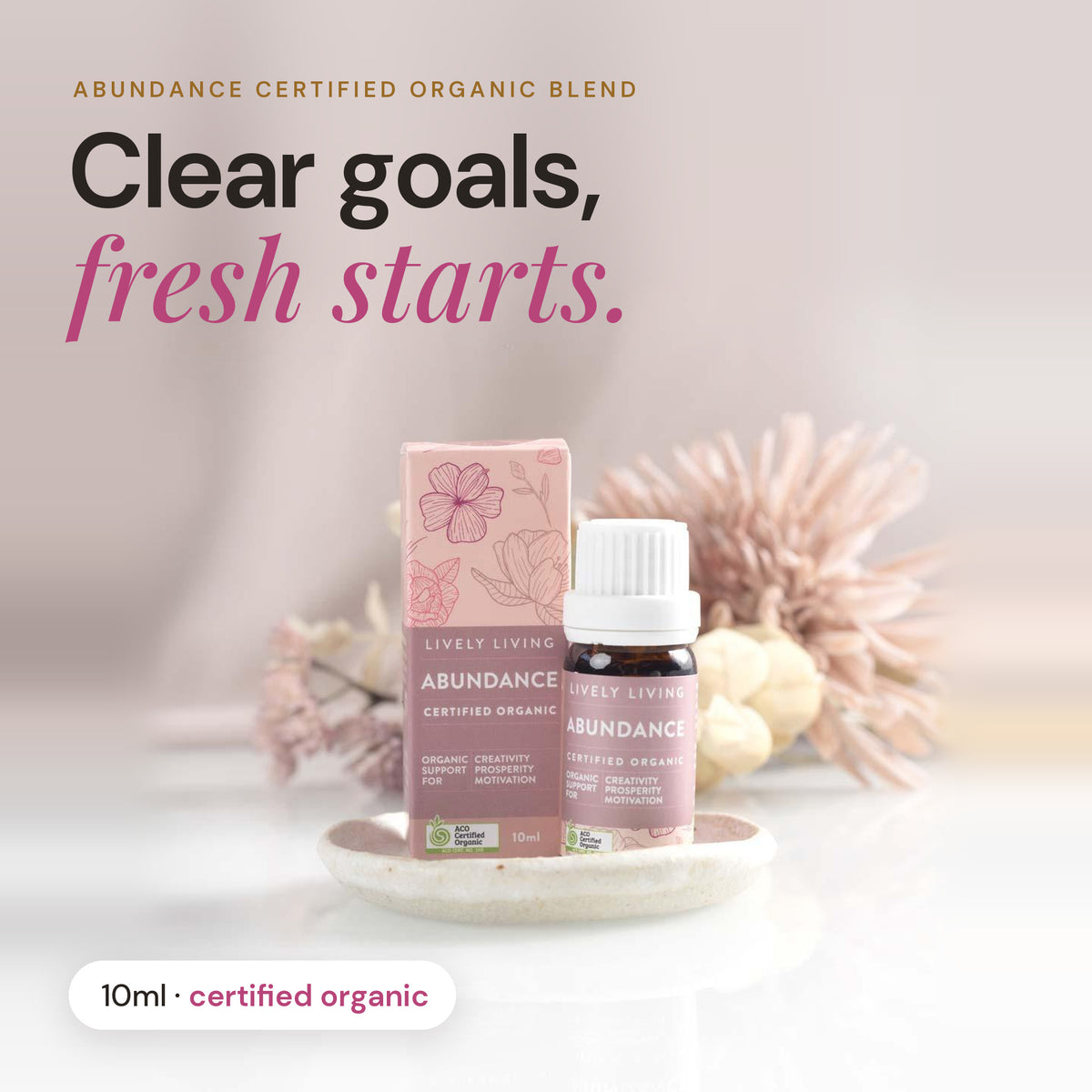 Abundance certified organic essential oil 10ml: clear goals, fresh starts
