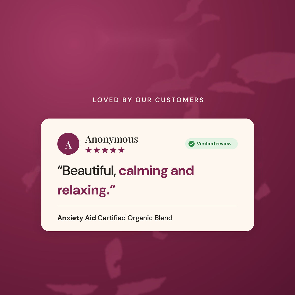 Verified customer review of Anxiety Aid essential oil: beautiful, calming and relaxing