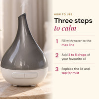 How to use the Aroma-Bloom diffuser in three steps with 2 to 5 drops of essential oil