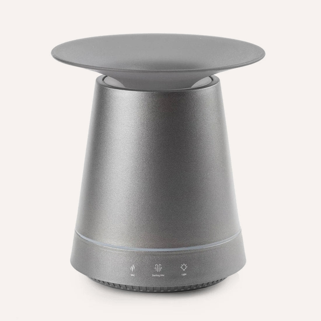 Gray cylindrical diffuser with a round top on a white background