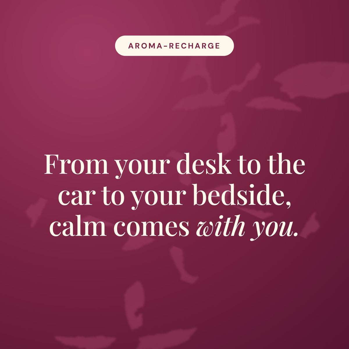 Aroma-Recharge cordless diffuser statement card