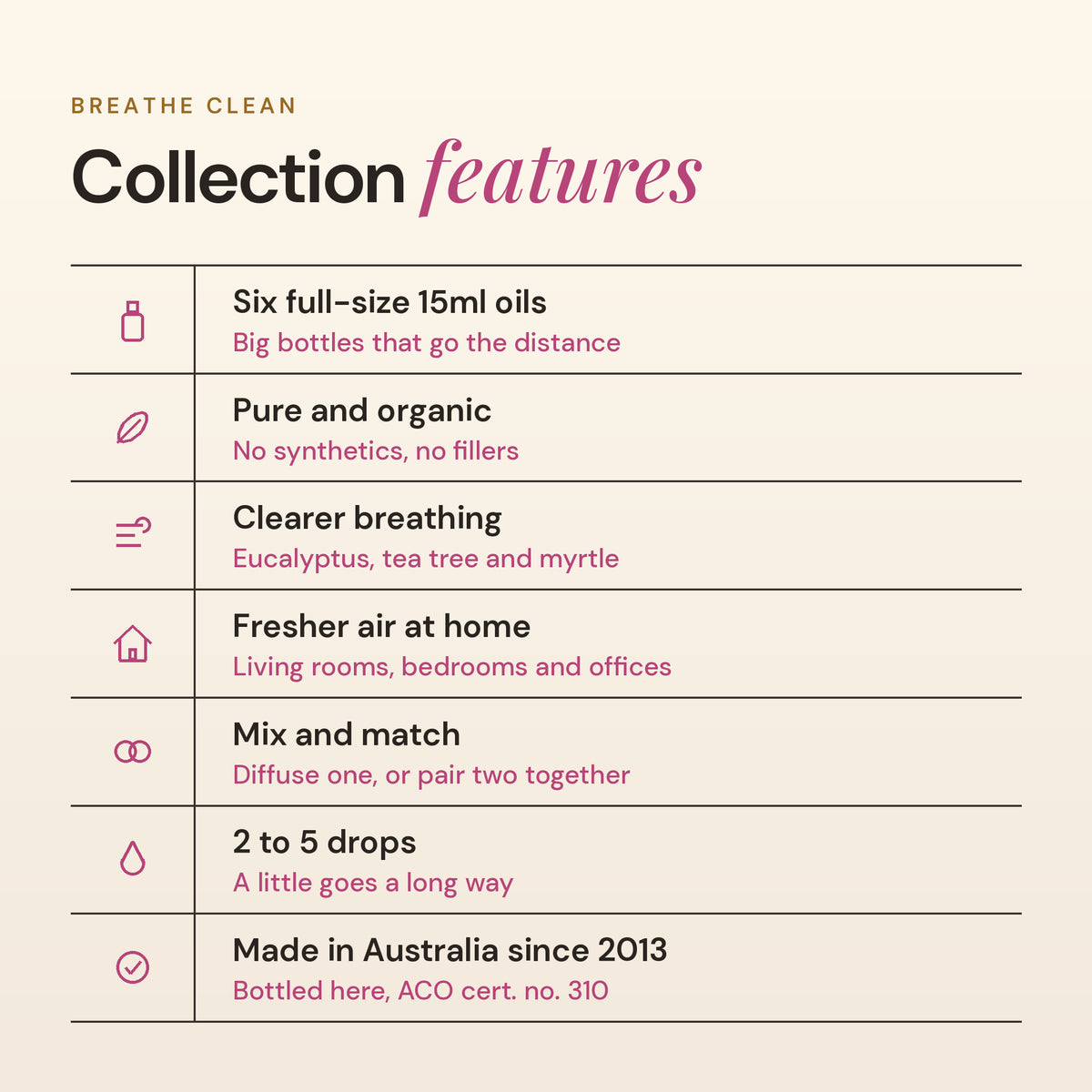 Breathe Clean Essential Oil Collection - 6 x15mls
