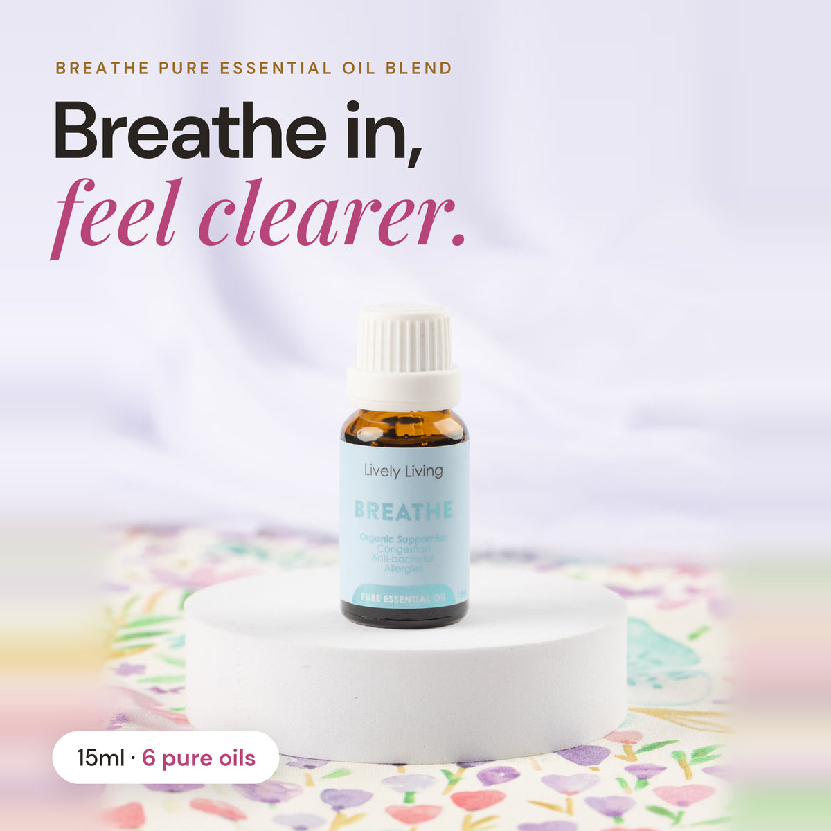 Breathe pure essential oil blend 15ml: breathe in, feel clearer
