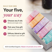 Build Your Own 5 Pack: Certified Organic Essential Oils + Bonus Gift