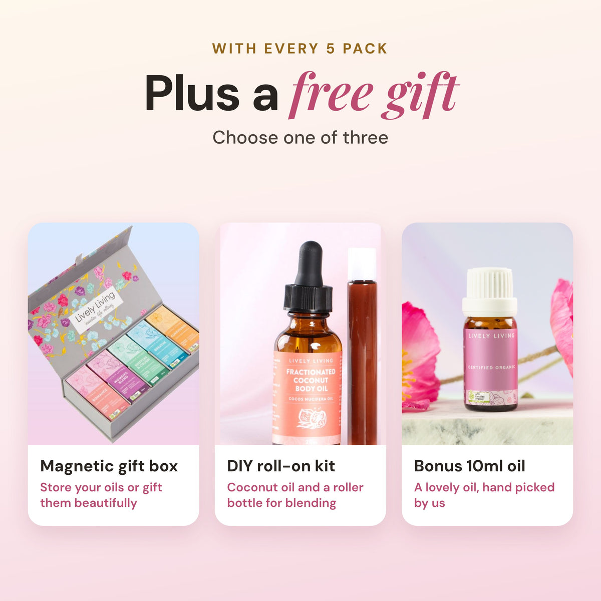 Build Your Own 5 Pack: Certified Organic Essential Oils + Bonus Gift