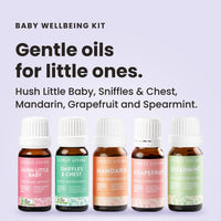 Baby Wellbeing Kit: Hush Little Baby, Sniffles & Chest, Mandarin, Grapefruit and Spearmint