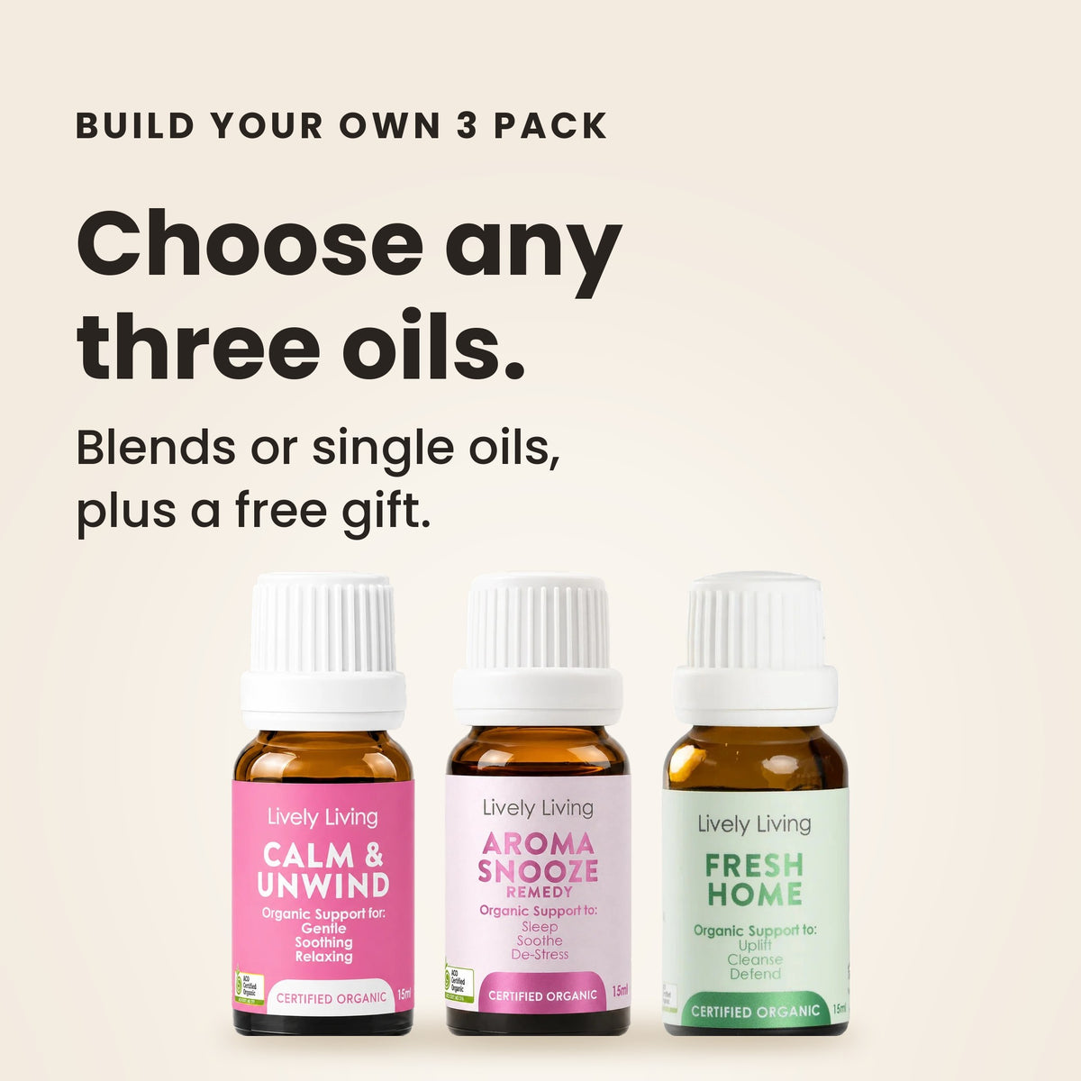 Build Your Own 3 Pack: choose any three oils, plus a free gift
