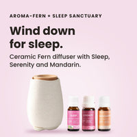 Aroma-Fern ceramic diffuser with the Sleep Sanctuary Trio: Sleep, Serenity and Mandarin