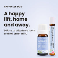 Happiness Duo: a happy lift, home and away, with the oil and roll-on