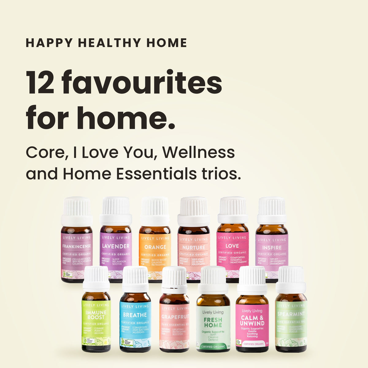 Happy Healthy Home Collection: 12 oils from the Core, I Love You, Wellness and Home Essentials trios