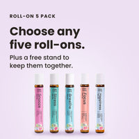 Roll-On 5 Pack: choose any five roll-ons, plus a free stand