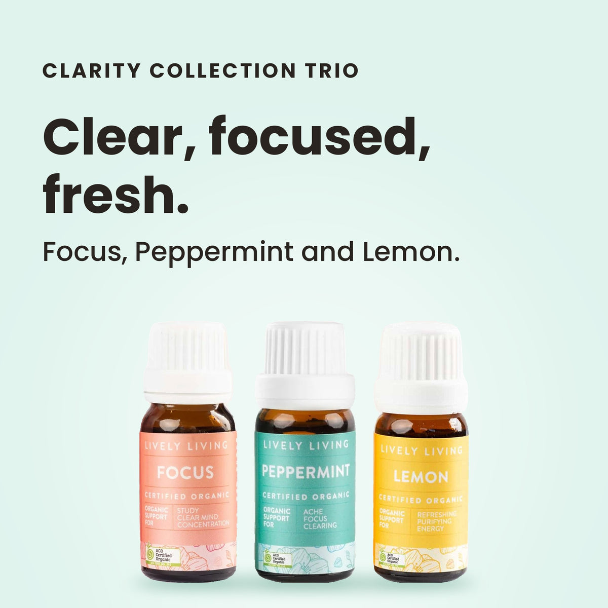 Clarity Collection Trio essential oils: clear, focused, fresh