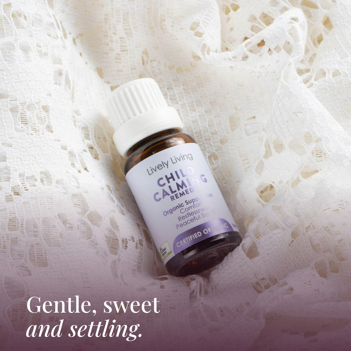 Child Calming Certified Organic Blend on white lace