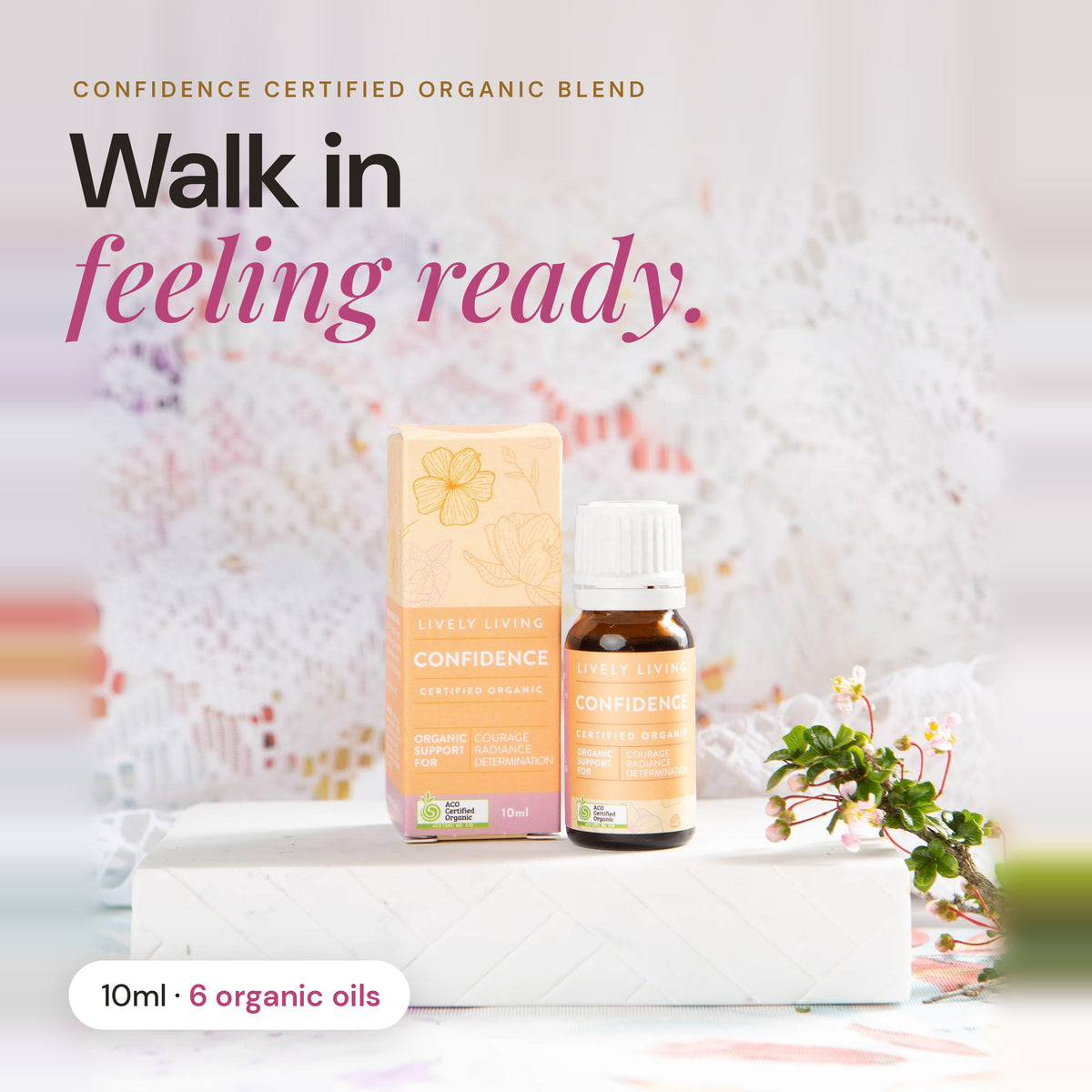 Confidence certified organic essential oil 10ml: walk in feeling ready