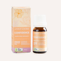 Lively Living Confidence organic product packaging and bottle on a white background