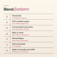 Focus blend features: ACO certified organic, concentration and clarity, work or study