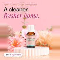 FortiGuard Protection certified organic essential oil 15ml with pink flowers: a cleaner, fresher home, 9 organic oils