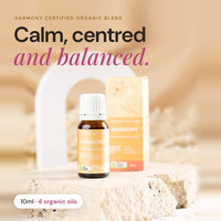 Harmony certified organic essential oil 10ml: calm, centred and balanced