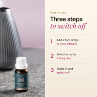How to use Man Cave: add 2 to 5 drops to your diffuser, switch on after a busy day, settle in and switch off